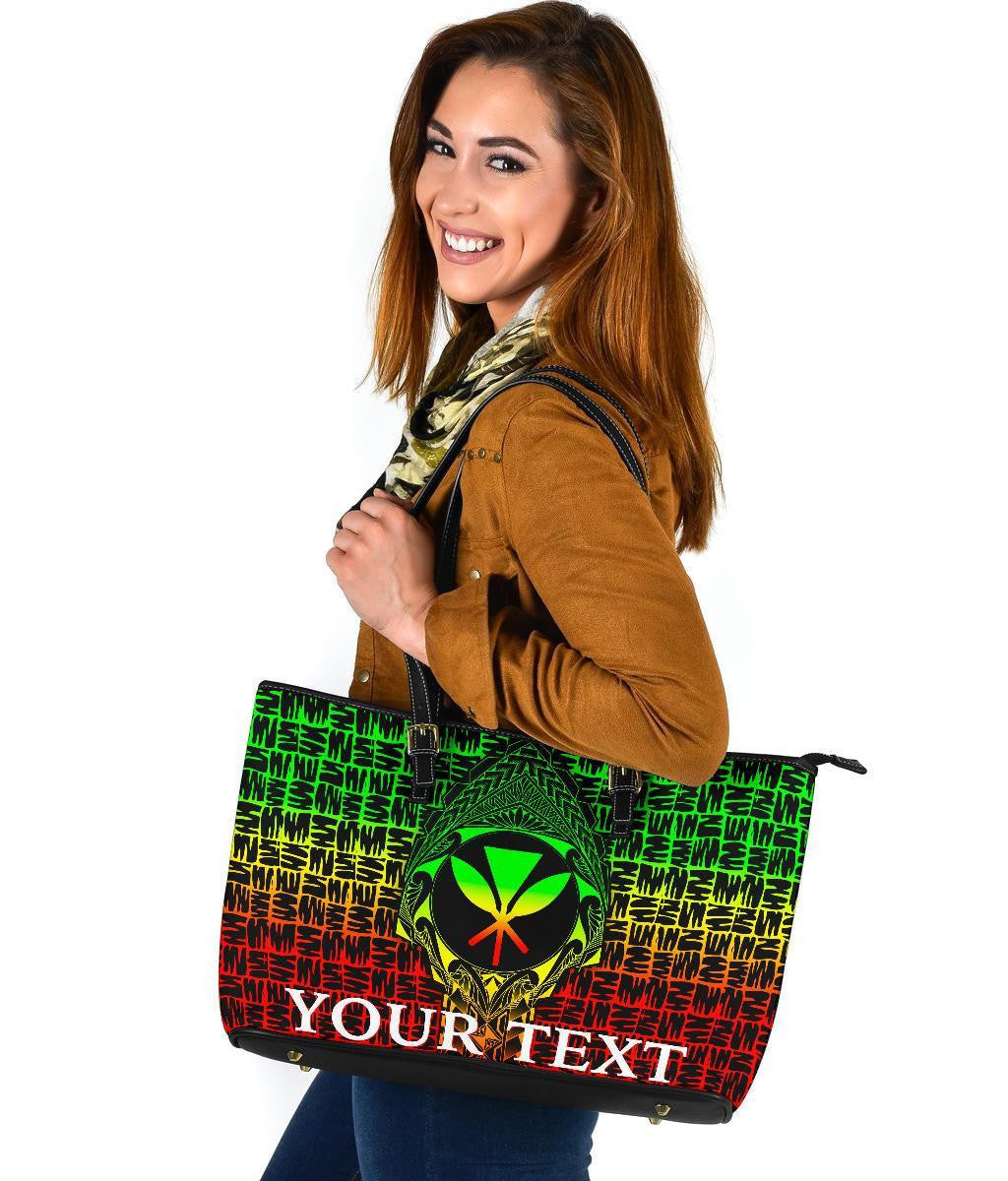 Hawaii Custom Personalised Leather Tote Bag Kanaka Maoli Rocket Style Reggae 8