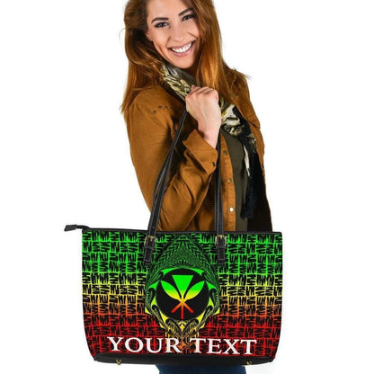 Hawaii Custom Personalised Leather Tote Bag Kanaka Maoli Rocket Style Reggae 8