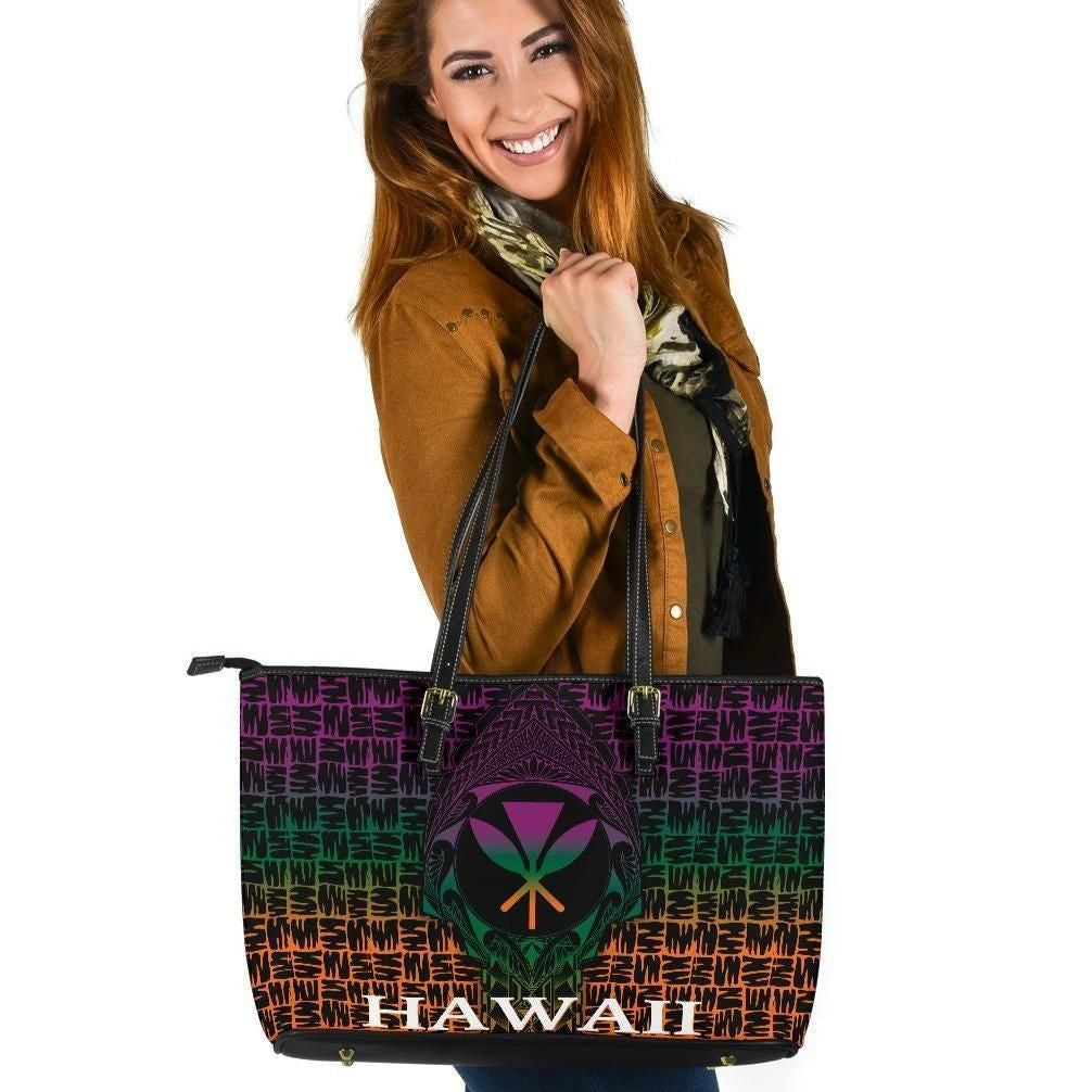 Hawaii Leather Tote Bag Kanaka Maoli Rocket Style 8