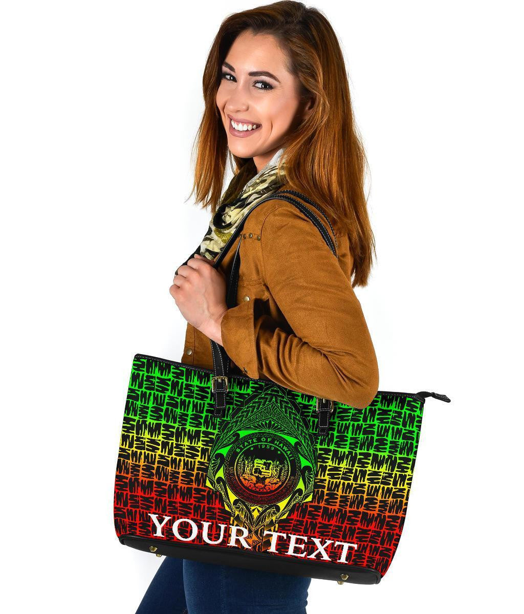 Hawaii Custom Personalised Leather Tote Bag Hawaii Seal Rocket Style Reggae 8