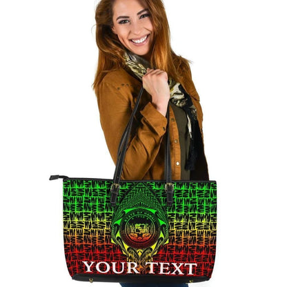 Hawaii Custom Personalised Leather Tote Bag Hawaii Seal Rocket Style Reggae 8