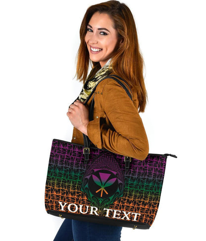 Hawaii Custom Personalised Leather Tote Bag Kanaka Maoli Rocket Style 8