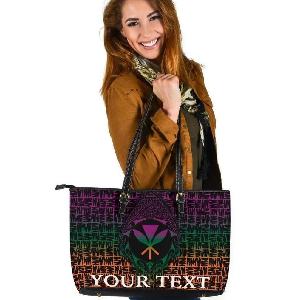 Hawaii Custom Personalised Leather Tote Bag Kanaka Maoli Rocket Style 8