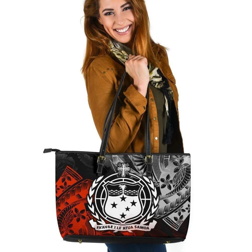 Samoa Polynesian Leather Tote Bag Vintage Polynesian Style