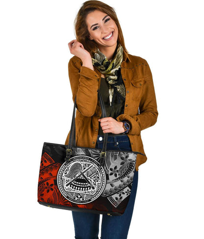 Ameican Samoa Leather Tote Bag Vintage Polynesian Style