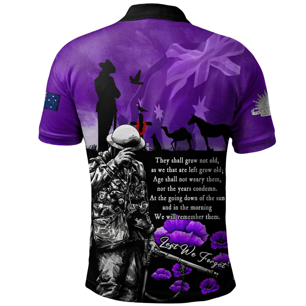 Australia Polo Shirt Anzac Day Remembering The Animals Victims Of War