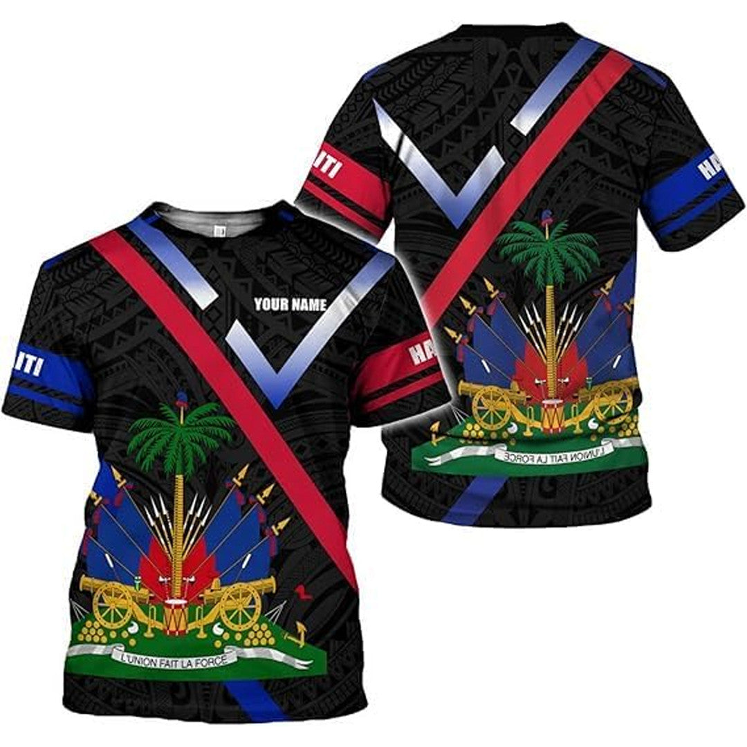 T Shirt Custom Haiti Symbol Coat Of Arms, Style Hidden Patterns T Shirt