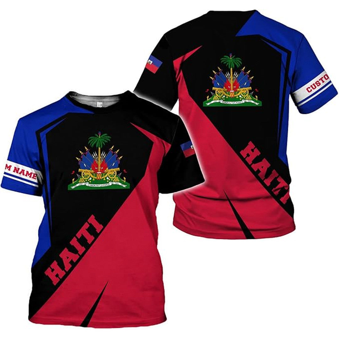 T Shirt Custom Haiti Symbol Coat Of Arms, Haiti Flag T Shirt