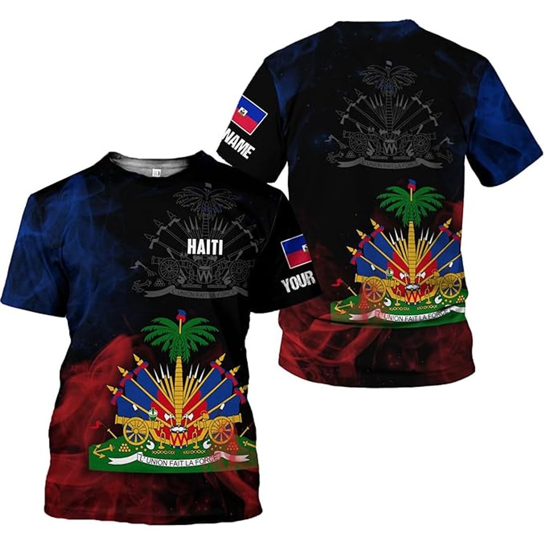 T Shirt Custom Haiti Independence Day, Style Smoke T Shirt