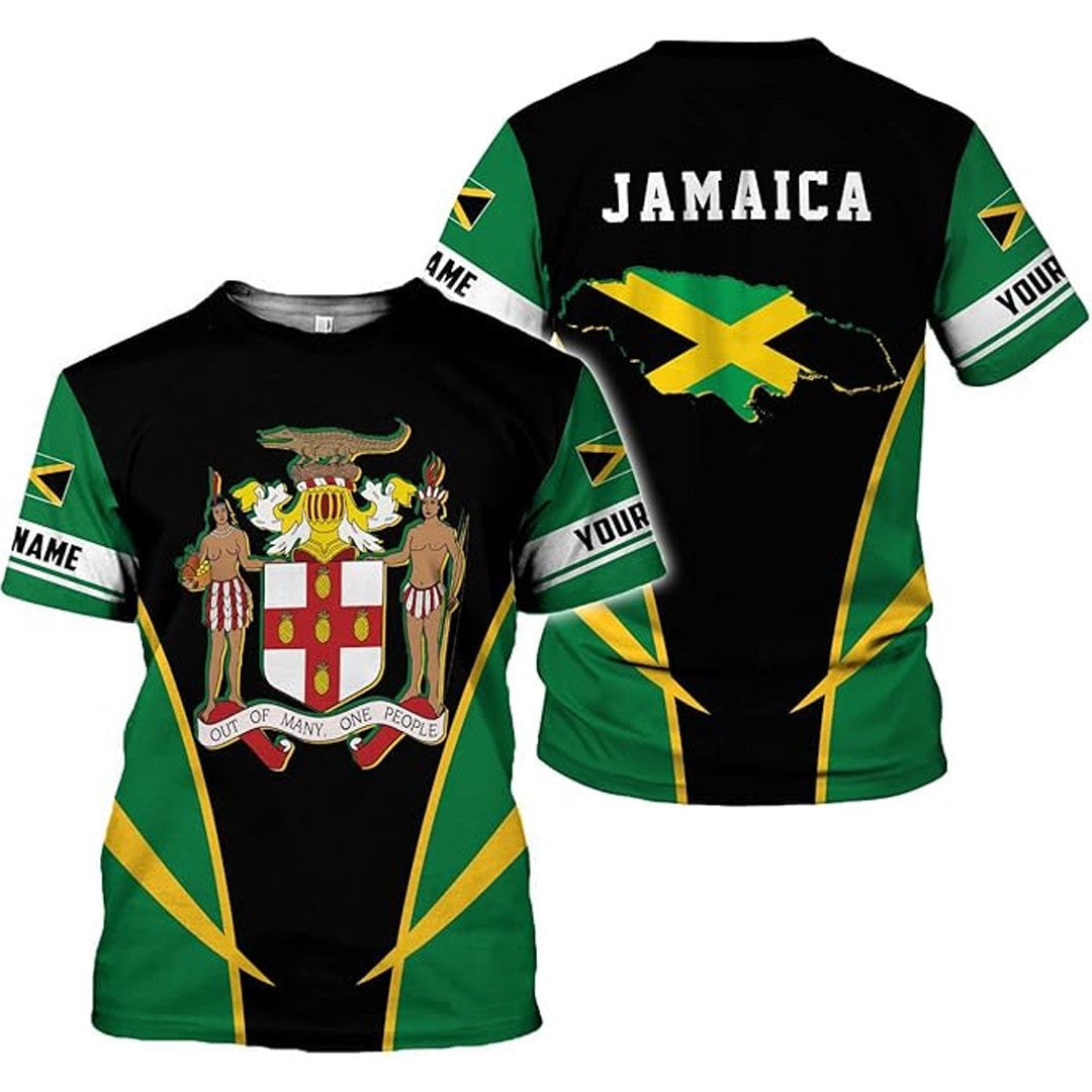 T Shirt Custom Jamaica Symbol Coat Of Arms, Jamaica Flag, Jamaica Flag And Map T Shirt