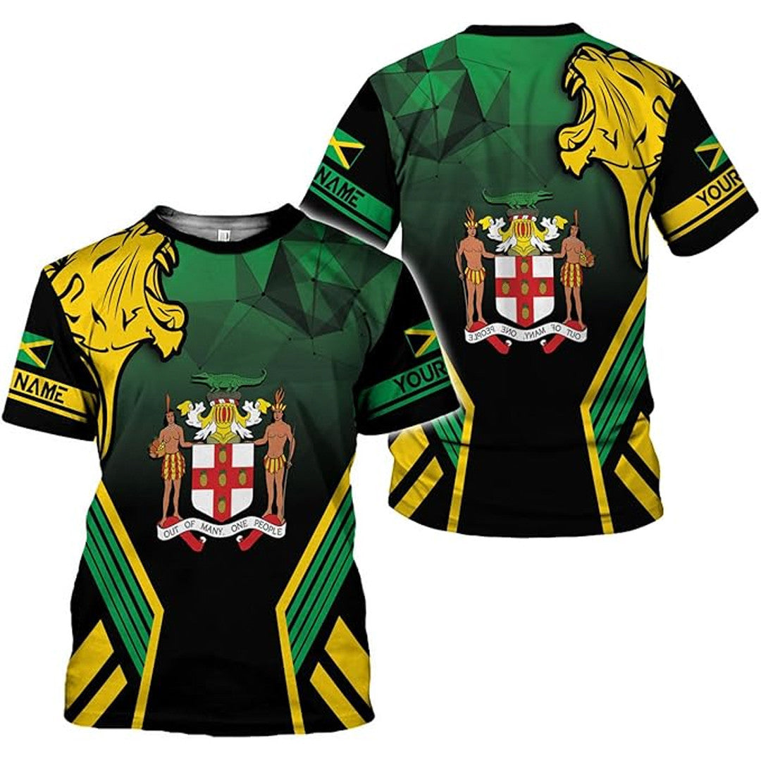 T Shirt Custom Jamaica Diamond Symbol Coat Of Arms, Jamaica Flag T Shirt