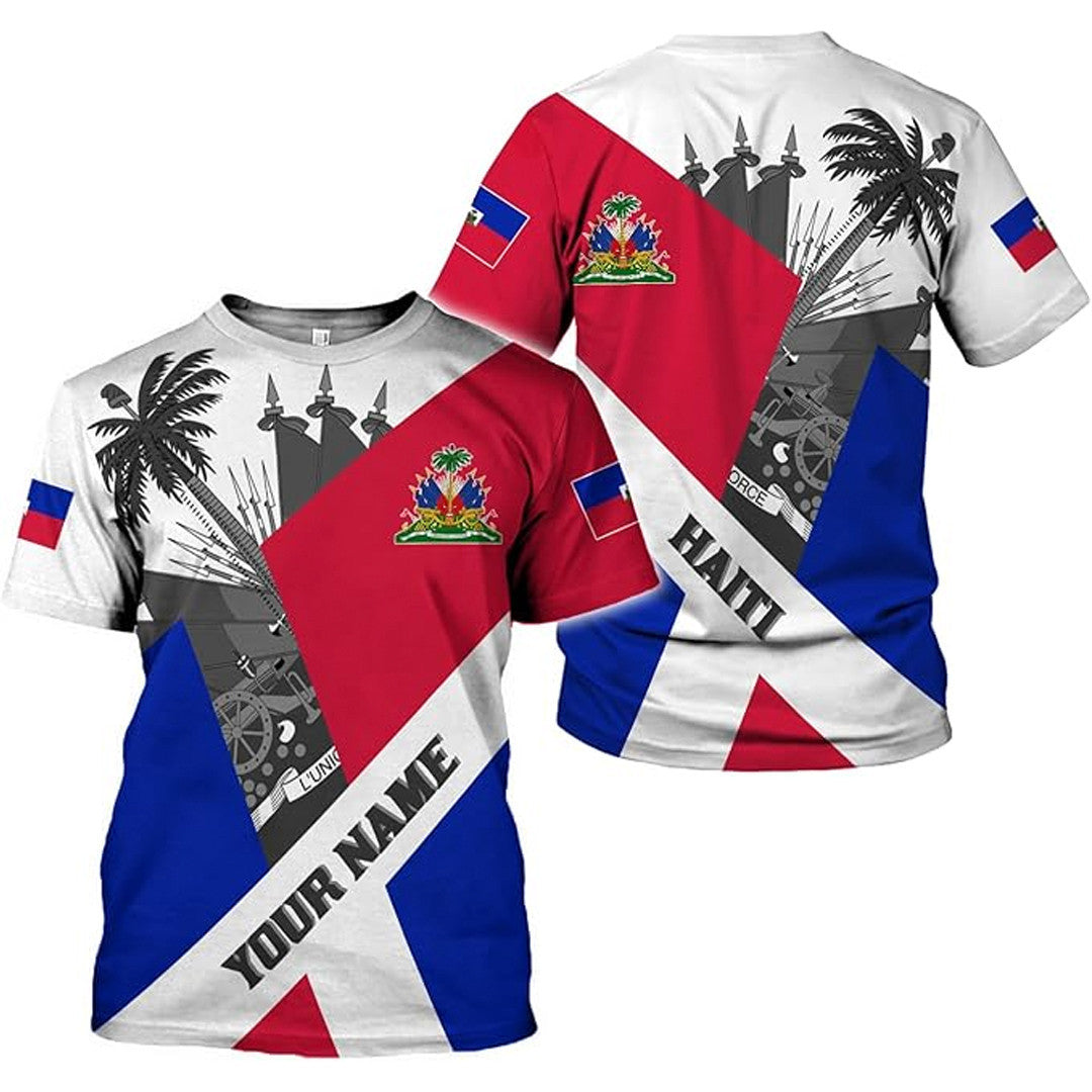 T Shirt Custom Haiti Symbol Coat Of Arms, Haiti Flag, Style Backround Symbol T Shirt
