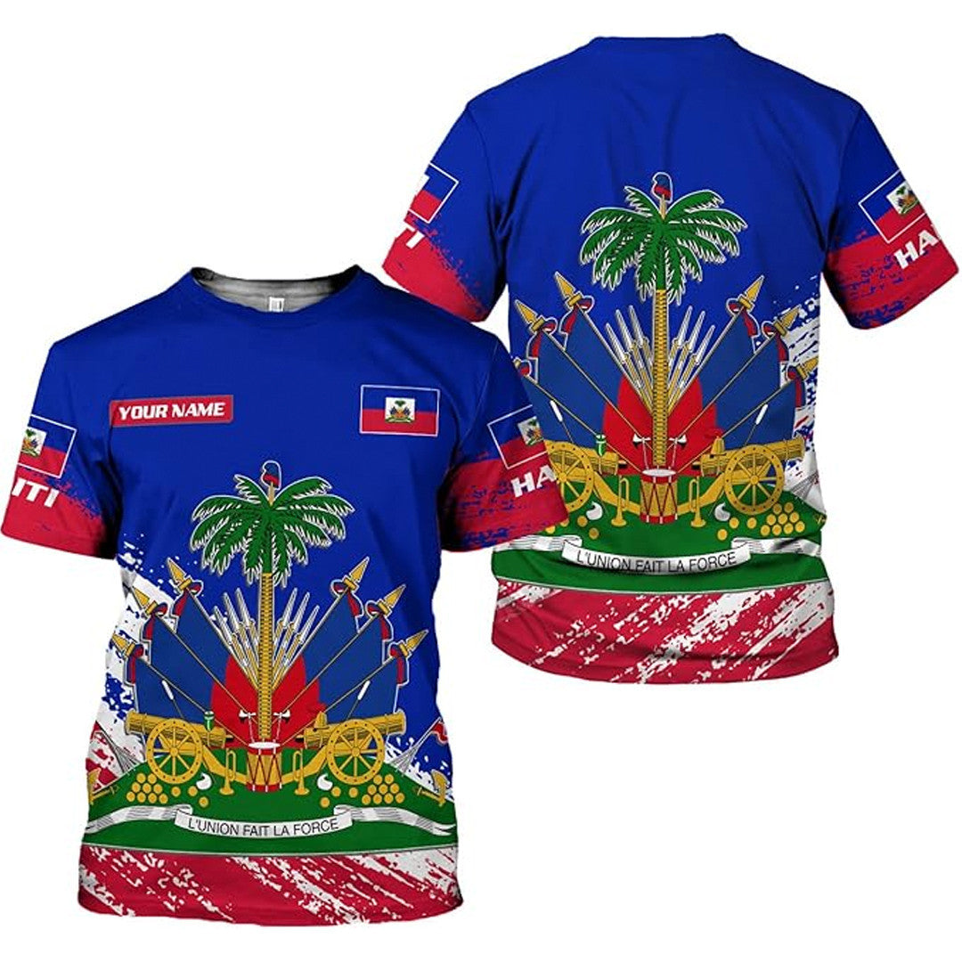 T Shirt Custom Haiti Symbol Coat Of Arms, Haiti Flag, Style Color Fades T Shirt