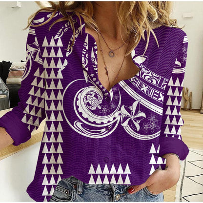 Kakau Hawaiian Polynesian Casual Shirt Purple