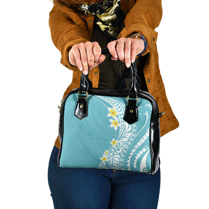 Hawaii Aloha Shoulder Handbag Plumeria Vintage Turquoise
