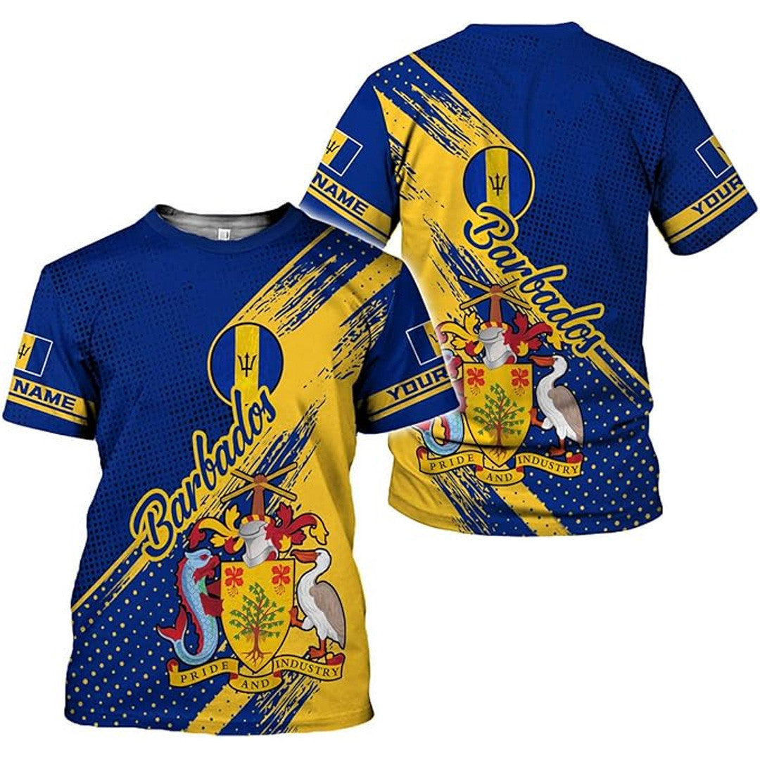 T Shirt Country Custom Barbados Symbol Coat Of Arms, Active Energy Style T Shirt