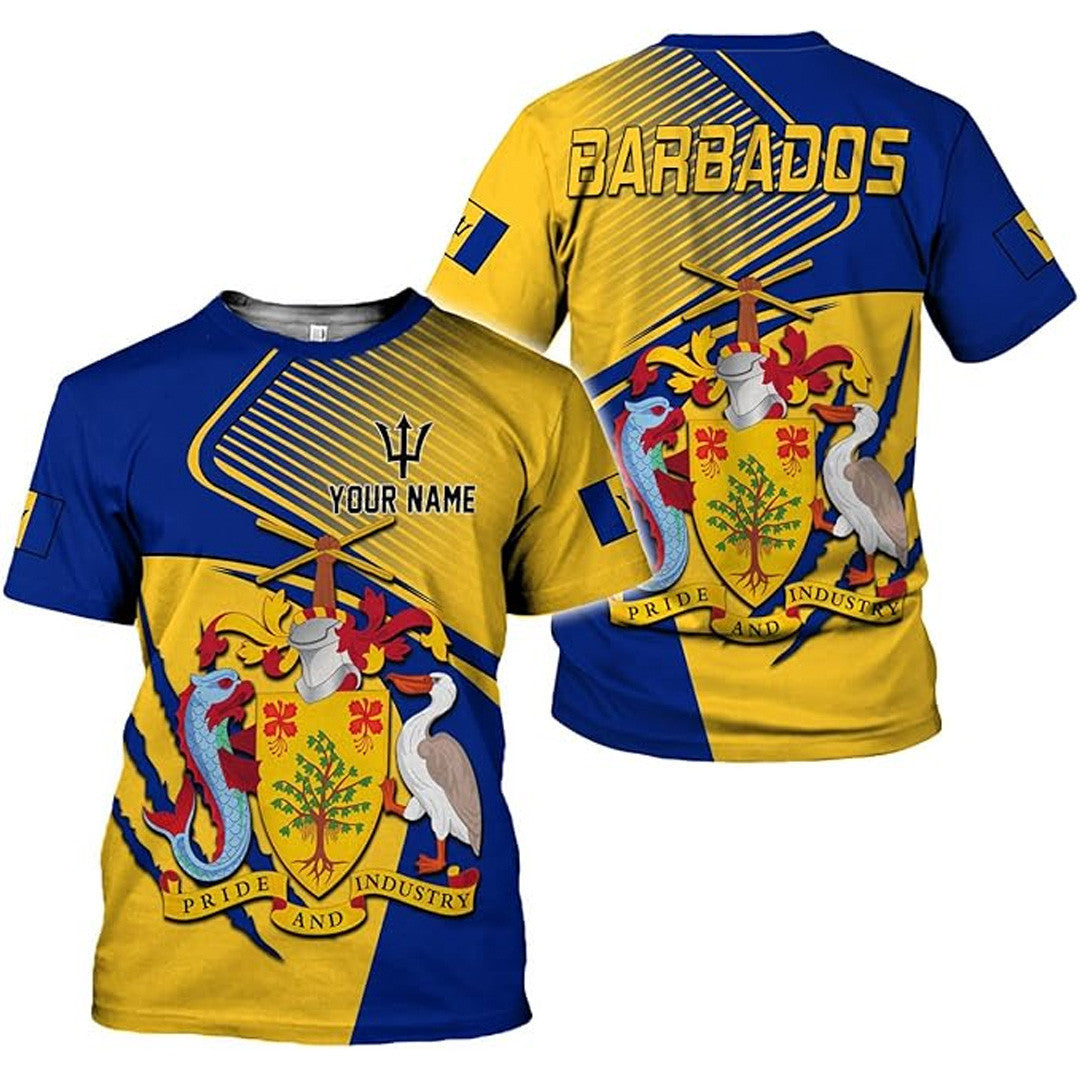 T Shirt Country Custom Barbados Symbol Coat Of Arms, Style My Loving Country T Shirt
