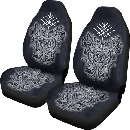 Car Seat Cover Double Dragon Celtic On Navy Background
