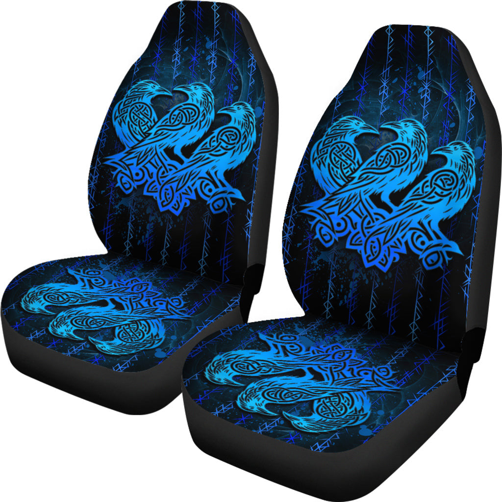 Car Seat Covers Three Raven And Runic Blue Car Seat Covers