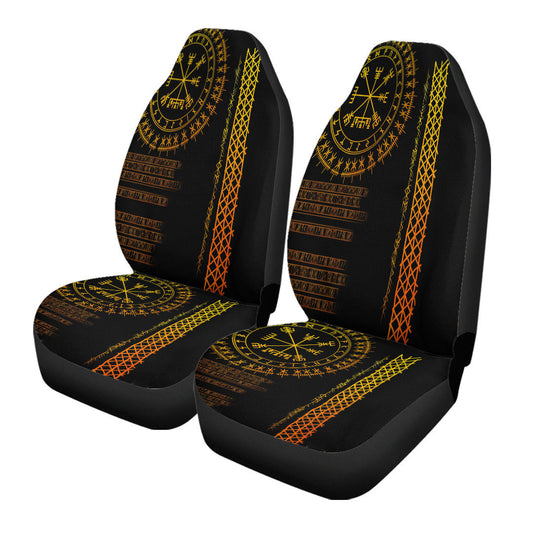 Celtic Car Seat Cover Vegvisir And Rune Gold Style Car Seat Cover