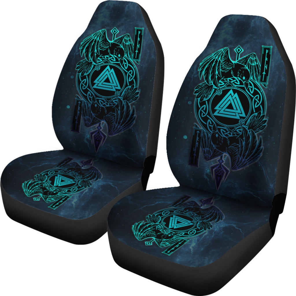 Car Seat Covers Viking Hugin And Munin On Galaxy Background Car Seat Covers