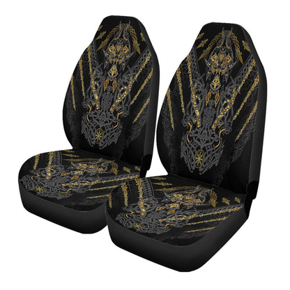 Celtic Car Seat Cover Fenrir And Claw Goldblack Car Seat Cover