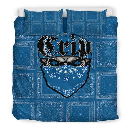 Crips Gang Bulldog Bedding Set - Blue Paisley
