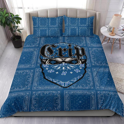 Crips Gang Bulldog Bedding Set - Blue Paisley