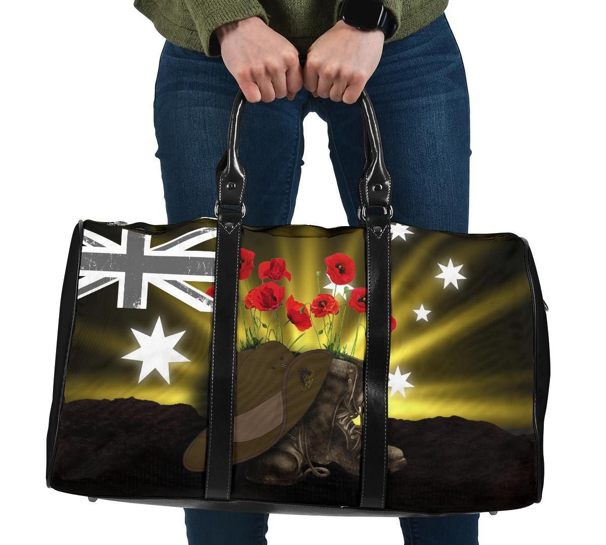 Australia Anzac Day Travel Bag Lest We Forget Hat And Boots Poppies