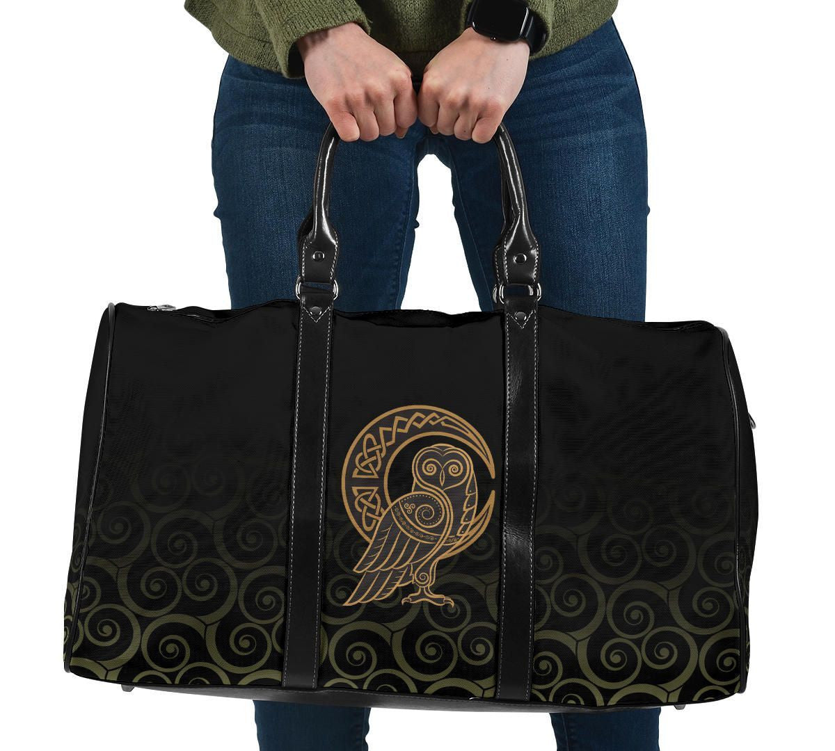 Travel Bag Owl Celtic On Triskels Background