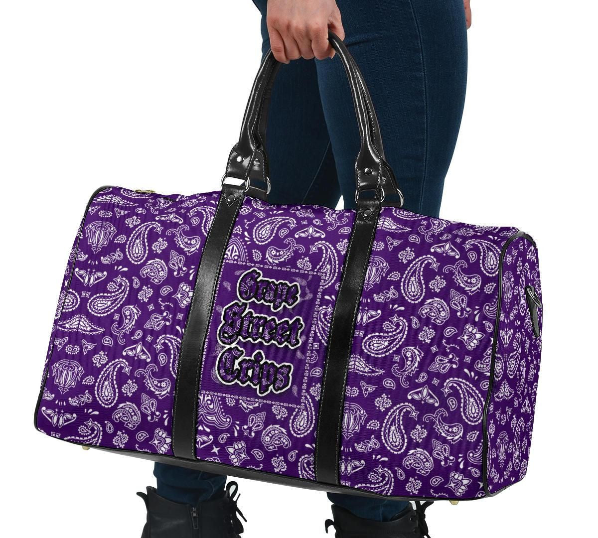 Grape Street Crips Gang Sign Travel Bag Purple Bandana