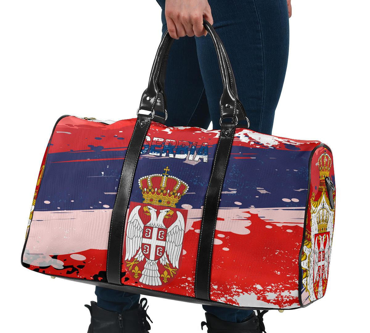 Serbia Travel Bag Serbia National Flag and Emblem