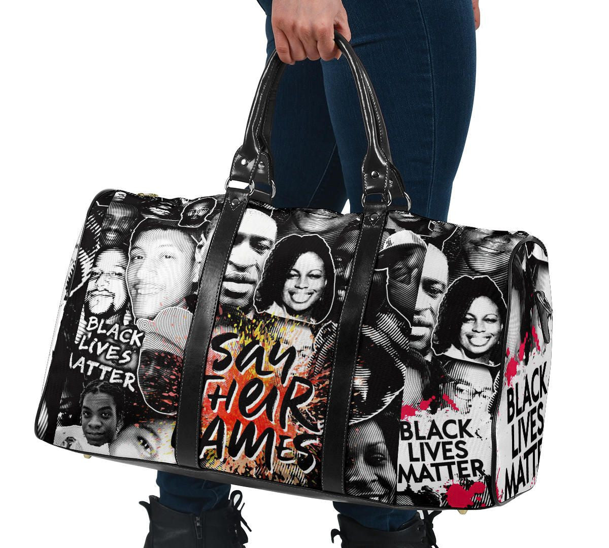 Say Their Name Black Lives Matter Travel Bag Black