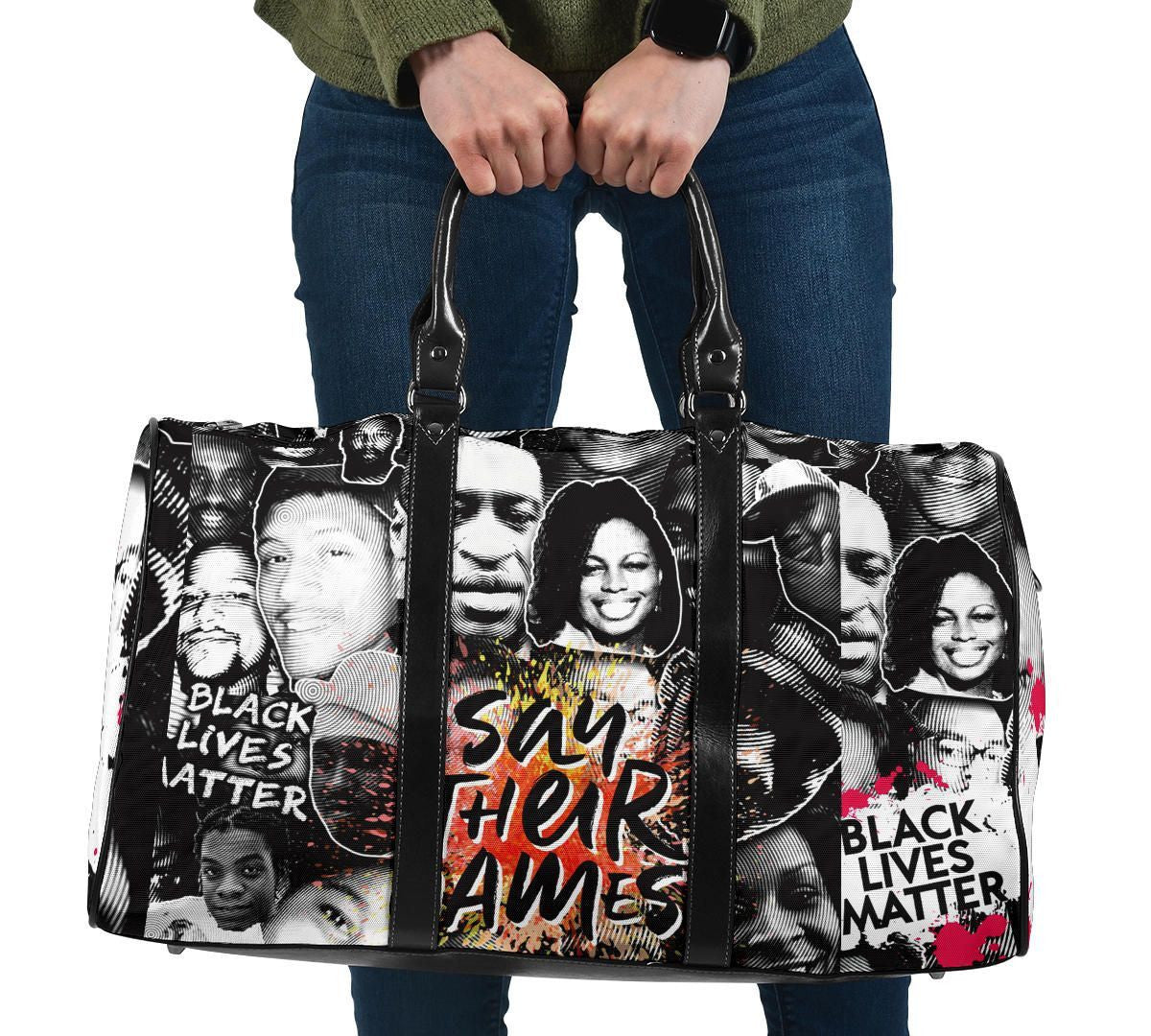 Say Their Name Black Lives Matter Travel Bag Black