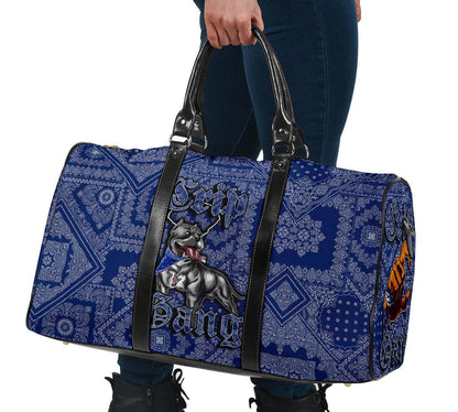 Crips Gang Bulldog Travel Bag Blue Paisley