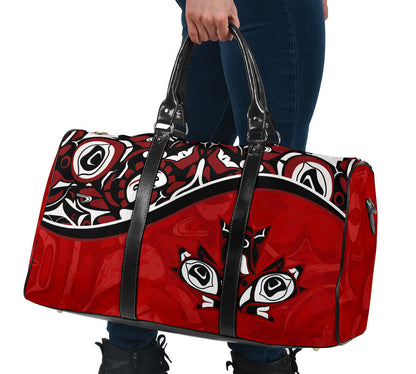 Canada Day Travel Bag Haida Maple Leaf Style Tattoo Red