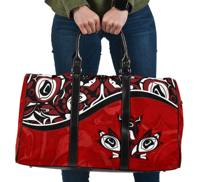 Canada Day Travel Bag Haida Maple Leaf Style Tattoo Red