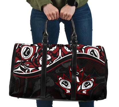 Canada Day Travel Bag Haida Maple Leaf Style Tattoo Black