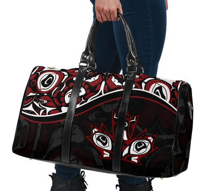 Canada Day Travel Bag Haida Maple Leaf Style Tattoo Black