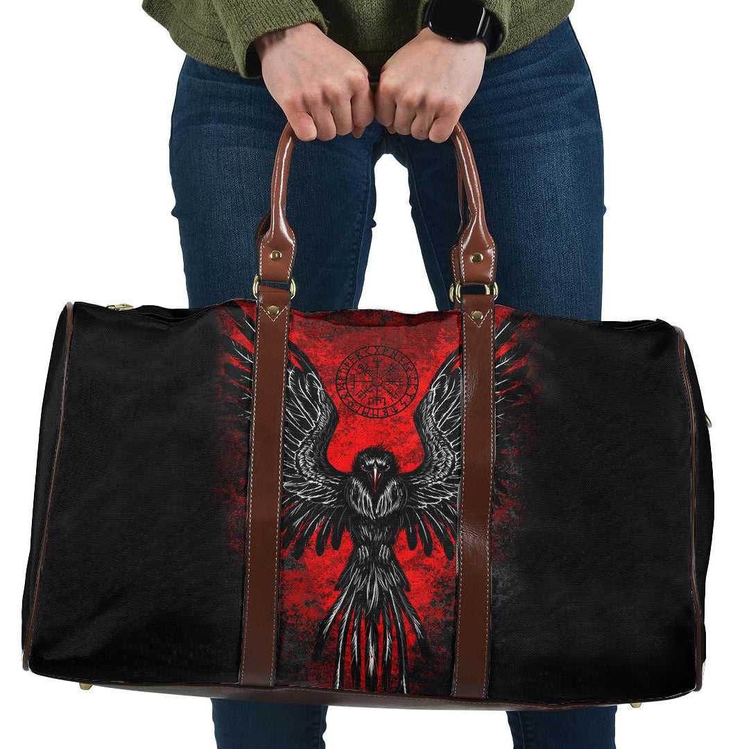 Bag Viking Raven Vegvisir Blood Background Travel Bag