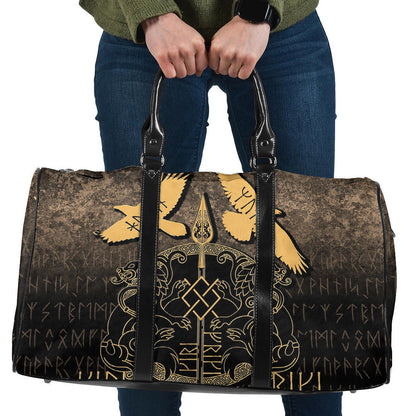 Bag Norse Mythology Spear of Odin Gungnir Runes Geri Freki Huginn Muninn Cyan Version Travel Bag