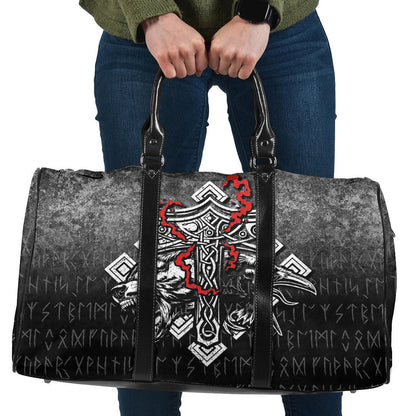 Bag Thor Hammer Mjolnir Rune Protection Odin Raven Viking Cyan Version Travel Bag