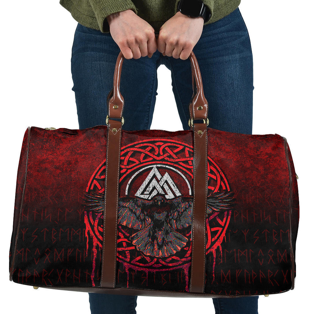 Bag Valhalla Norse Mythology Raven Black Crow Viking Red Version Travel Bag