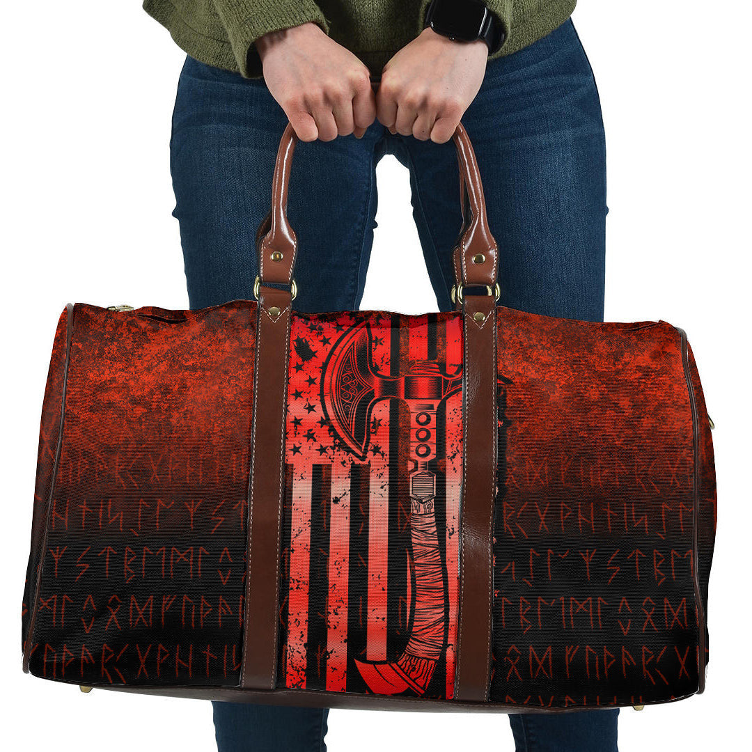 Bag USA Flag Viking Cool American Norsemen Red Version Travel Bag