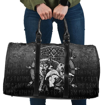 Bag Fenrir Wolf Of Odin Norse Runes Thor Hammer Mjolnir Cyan Version Travel Bag