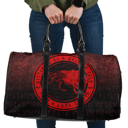 Bag Viking Vegvisir Rune with Crow Red Version Travel Bag