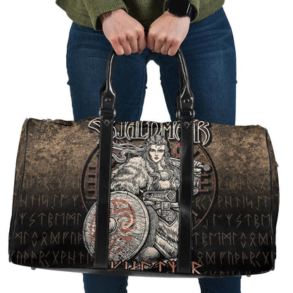 Bag Skjaldmaer Shieldmaiden Norse Younger Futhark Runes Female Viking Warrior Vegvisir Cyan Version Travel Bag