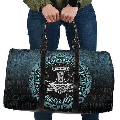 Bag Mjolnir Hammer of Thor Runes Cyan Version Travel Bag
