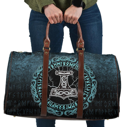 Bag Mjolnir Hammer of Thor Runes Cyan Version Travel Bag