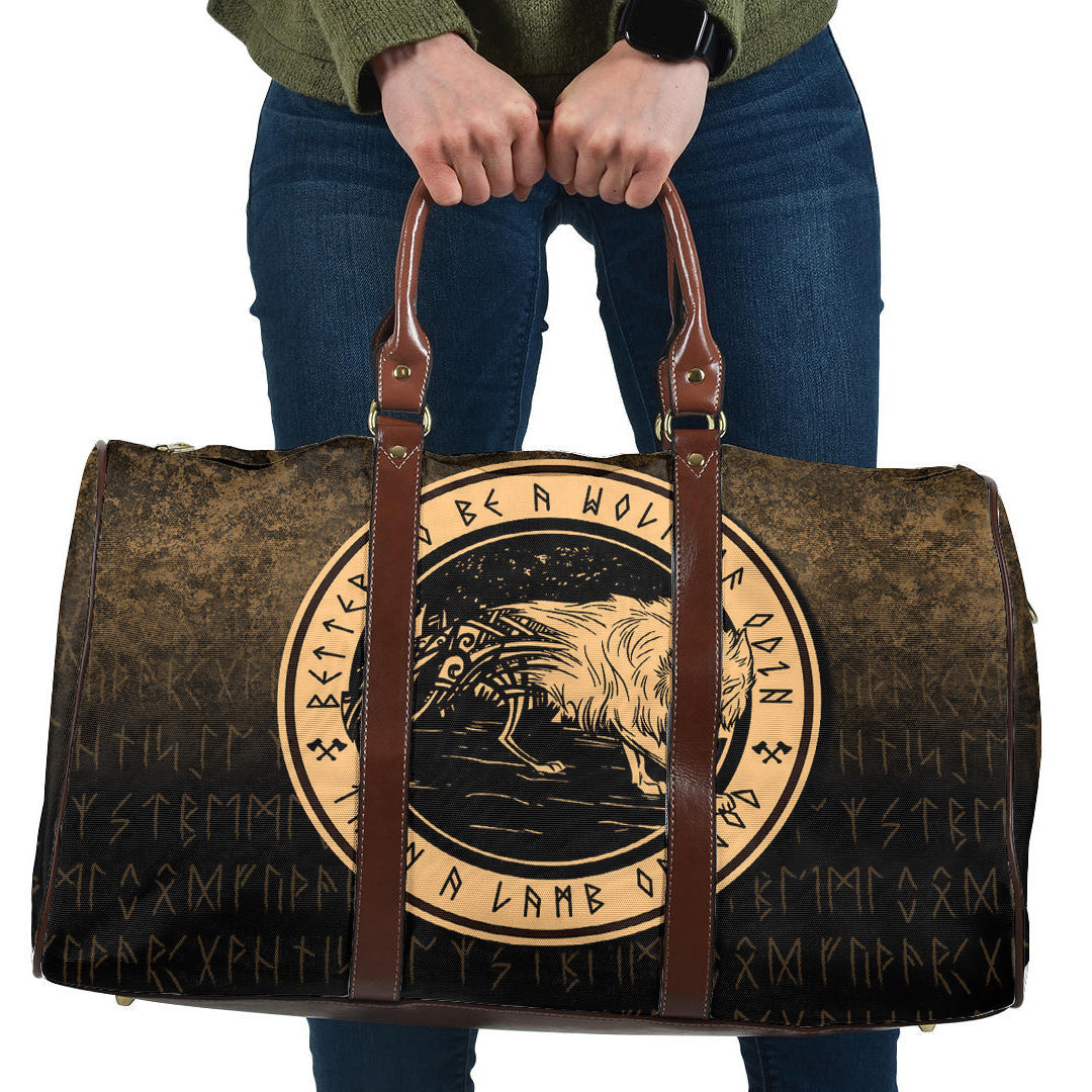 Bag Viking Vegvisir Rune with Crow Gold Version Travel Bag
